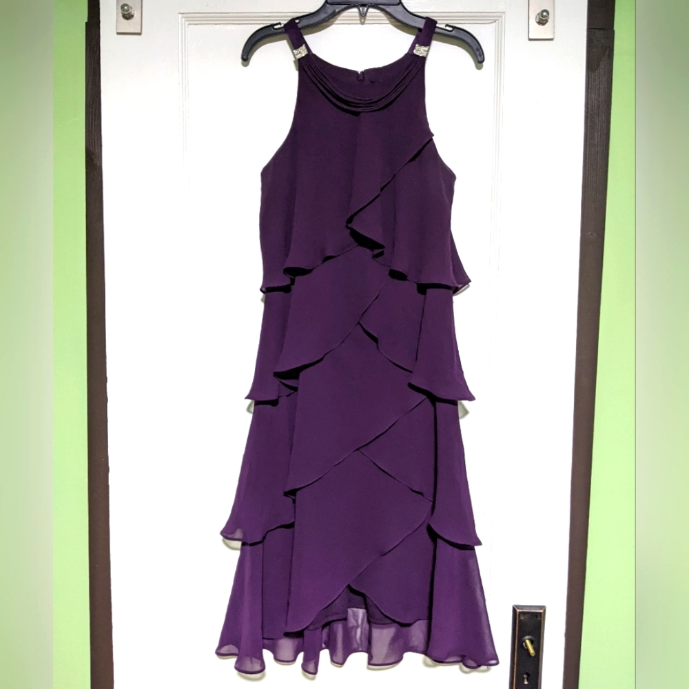 S.L Fashions Formal Purple Sleeveless Dress Sz 4